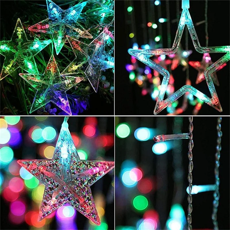 Holiday 168 Leds String Lights Fairy Star Curtain String 100-240V Garland Lights For Home Wedding Party Holiday Decoration