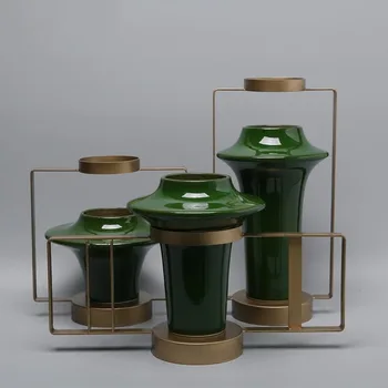 

Modern new Chinese creative iron ceramic flower ornaments living room porcelain flower flower flower patternroom soft decoration