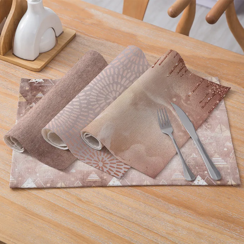 

1Pc Dark Pink Tableware Durable Dinner Table Marble Printed Placemat Bowl Cup Pads Drink Coasters Tea Party Kitchen Accessories