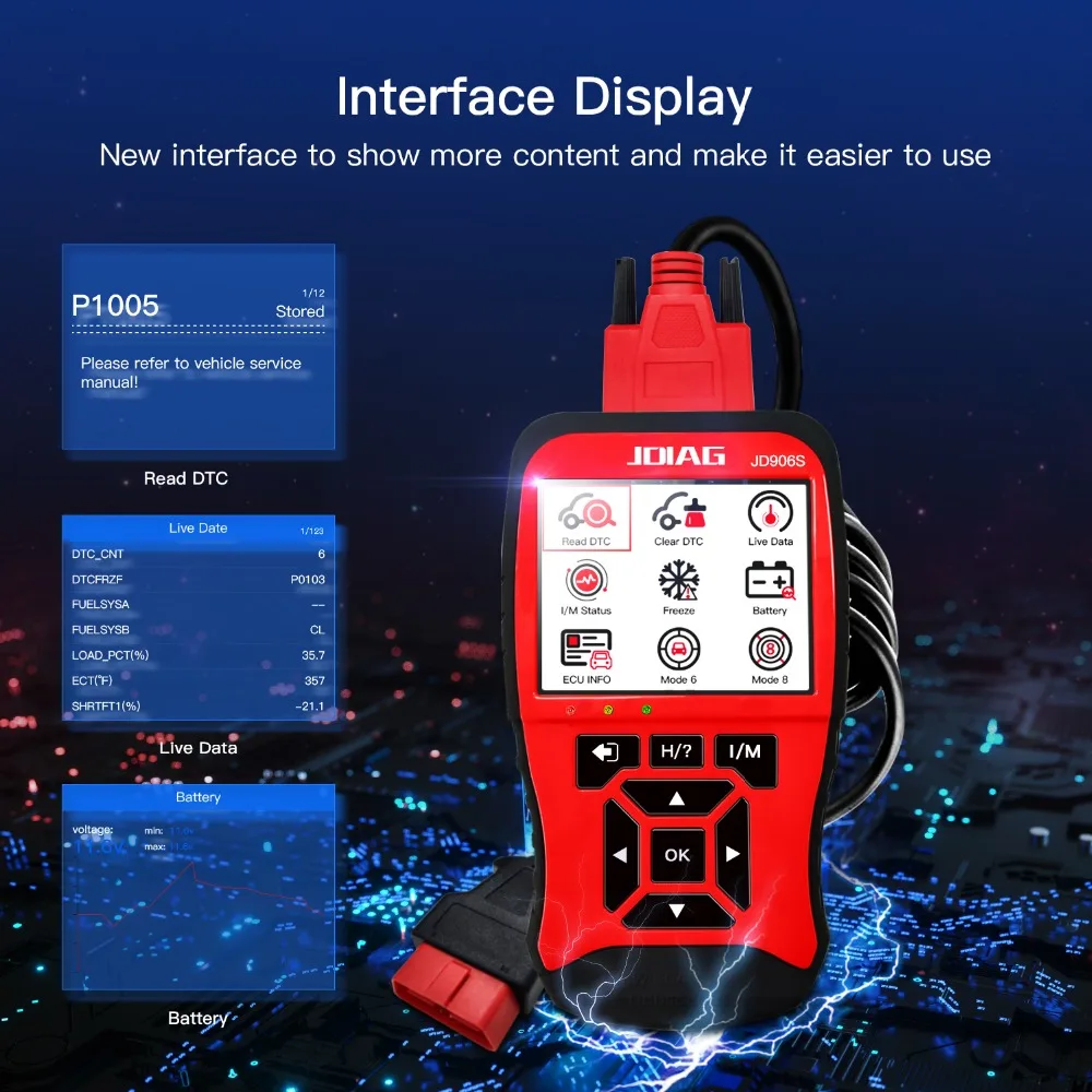 Инструмент сканирования OBD2 OBDII/EOBD считыватель кодов JDiag JD906 JD906S считывание двигателя/Эмиссионный код ошибки JD906 автоматический сканер