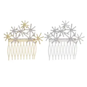 

2pcs Hair Comb Elegant Durable Alloy Rhinestone Snowflake Hair Comb Insert Comb Headdress for Girls Women Bridal
