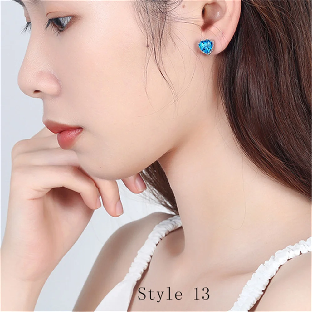 925 Sterling Silver Earrings Stud for Women Solid Silver Jewelry Earrings Bling CZ Zircon Stone Stud Brincos Bridal Wedding