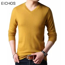 Шерстяной пуловер Свитера мужские с длинным рукавом повседневные деловые с v-образным вырезом Трикотажные мужские однотонные зимние свитера Мужская брендовая одежда
