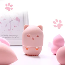 Мягкий силиконовый порошок слоеного розового кота губка держатель сушилка губки чехол для мытья косметический держатель