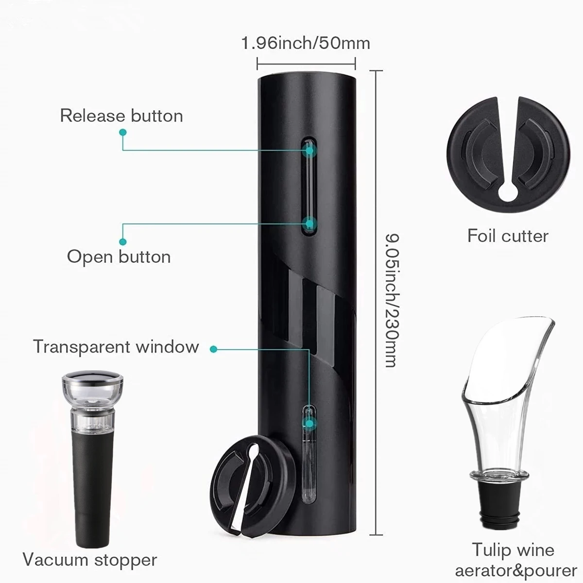 Premium Electric Wine Opener Set with Rechargeable Corkscrew and Wine Accessories