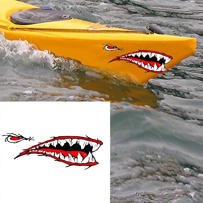 

2PCS Waterproof Vinyl Decal Shark Teeth for Kayak Boat Car Truck Sticker DIY Funny g Sticker