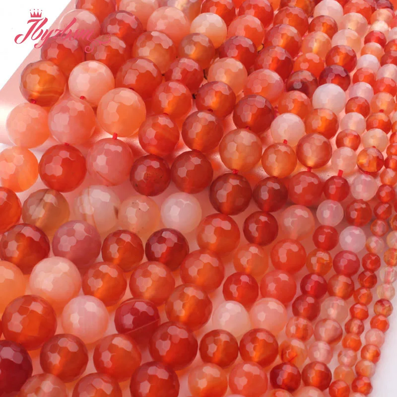 4 6 8 10 12mm Faceted Round Multicolor Carnelian Aagtes Natural Stone LooseBead For DIY Necklace Jewelry Making 15&quotFree Shipping |
