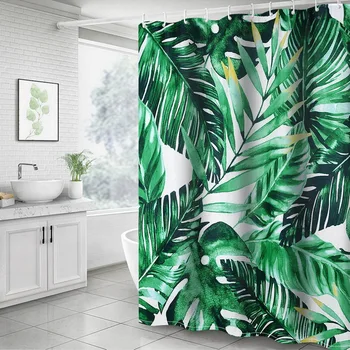 

3D Printing Waterproof Nibesser Plants Shower Curtain Waterproof Curtain Washable Fabric Shower Curtain Bathroom 180x180cm