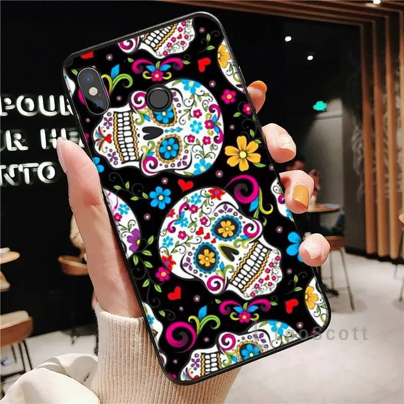 Mexican Skull Girl tattooed Phone Case For Xiaomi Redmi note 4 4X 8T 9 9s 10 K20 K30 cc9 9t pro lite max