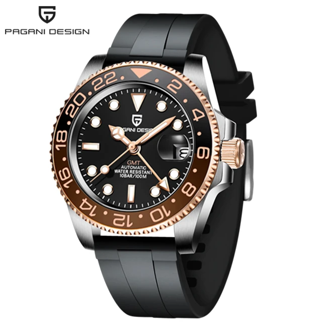 2021 New PAGANI DESIGN Men's GMT Watch Luxury Sapphire Ceramic Bezel Automatic Mechanical Watch Stainless Steel Waterproof Clock 