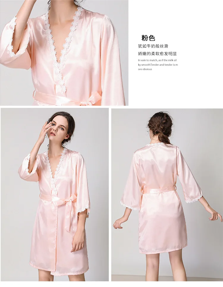 Roupa de Noite Sexy para Mulheres dos Vestidos de Noite do Cetim do Vestido de Noite para Mulheres do Pijamas e Lingerie Noite para Mulheres Pijamas e Lingerie Peignoir Conjunto Robe de do 11 Pijamas e Moda Íntima
