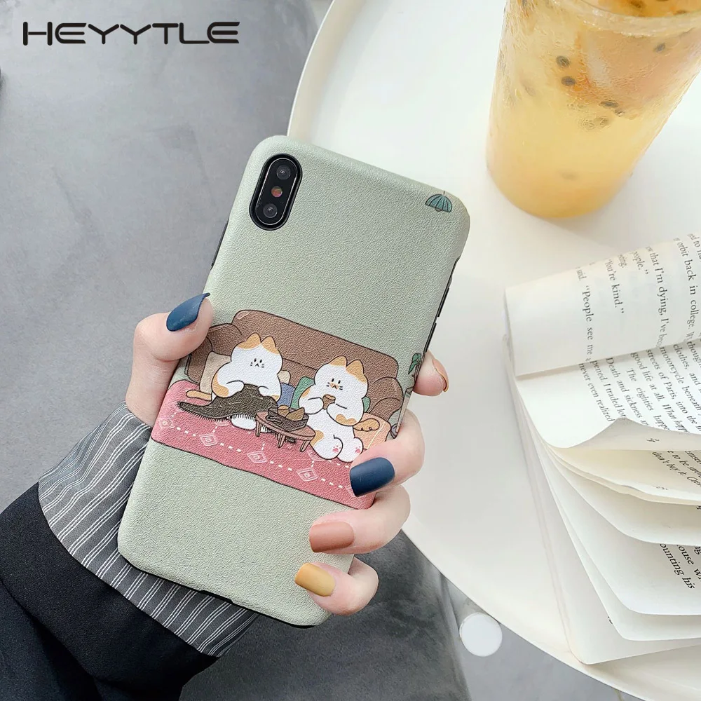 Heyytle милый мультяшный чехол Emboss для IPhone X XS MAX XR с рисунком кота iPhone 7 8 6 6S Plus 9 ультра