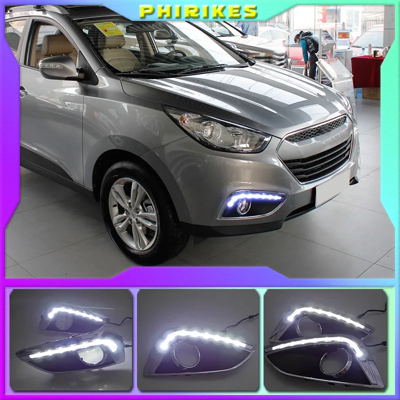 

For Hyundai IX35 2010-2013 Daytime Running Light With Fog Lamp Hole SNCN Super Brightness Waterproof ABS Car DRL LED