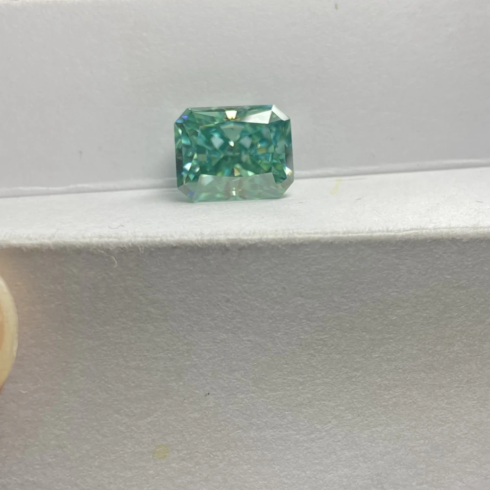 Meisidian 8x10mm 4 Karat Radiant Iced Crushed Cut Paraiba Color Moissanite Diamond  Loose Gemstone