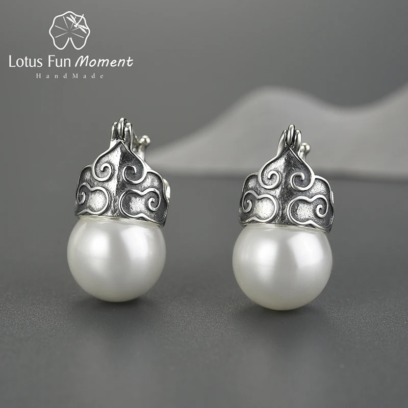 

Женские серьги-подвески Lotus Fun, Винтажные серьги из серебра 925 пробы с перламутром и лунным светом, ювелирные изделия