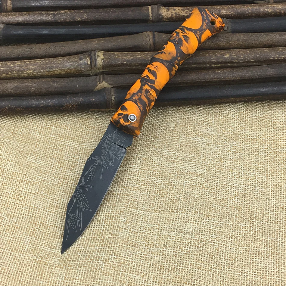 Нож складной карманный с рисунком черепа рукояткой из абс пластика|knife with sheath|knife
