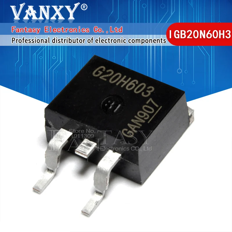 5pcs IGB20N60H3 TO-263 G20H603 TO263 IGB20N60 IGBT 600V 20A new original | Электронные компоненты и
