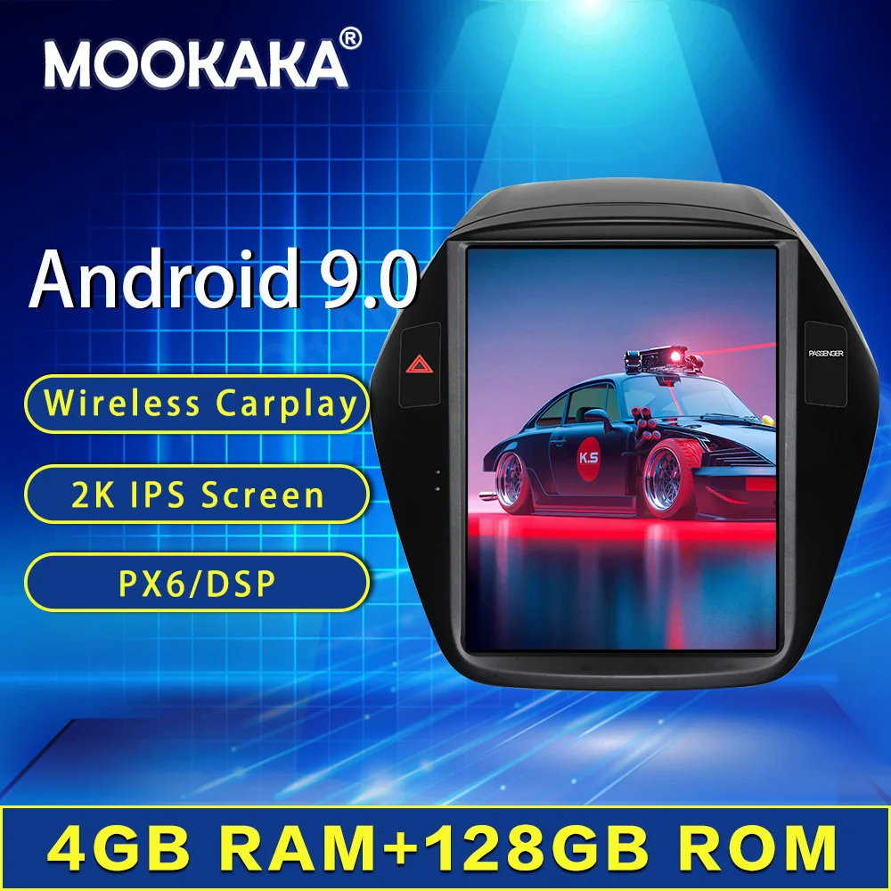 

For Hyundai Ix35 Tucson Car Radios with Navigation Android 9.0 2009-2013 Tesla Style No 1 Din 2 Din 2din 10.4 Frame Multimedia