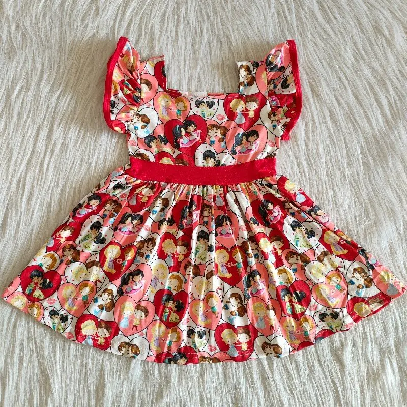 Wholesale party kids boutique fashionable Valentine's Day dress baby girls newborn toddler clothes kids children Love clothing dresses prom dresses Dresses