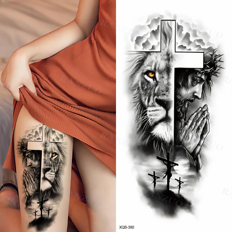 Lion and Cub Temporary Sleeve Tattoos – neartattoos