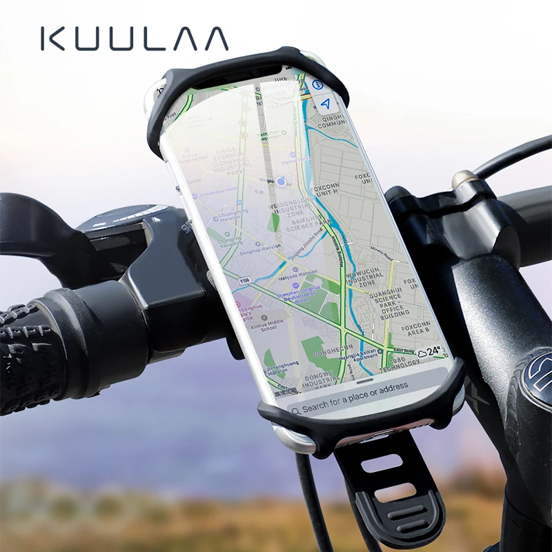 

KUULAA Bicycle Phone Holder For iPhone Samsung Universal Mobile Cell Phone Holder Bike Handlebar Clip Stand GPS Mount Bracket