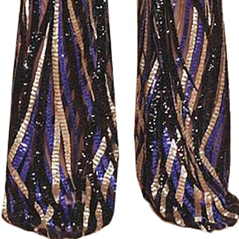 SEBOWEL сексуальные сетчатые женские брюки с пайетками черные и кобальтовые женские длинные расклешенные брюки с высокой талией женские танцевальные штаны S-XL