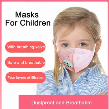 

Washable Children Mouth Mask with Respiratory Valve Cartoon 4 Layer Protective Mask PM2.5 Reusable Anti Haze Dust Masks