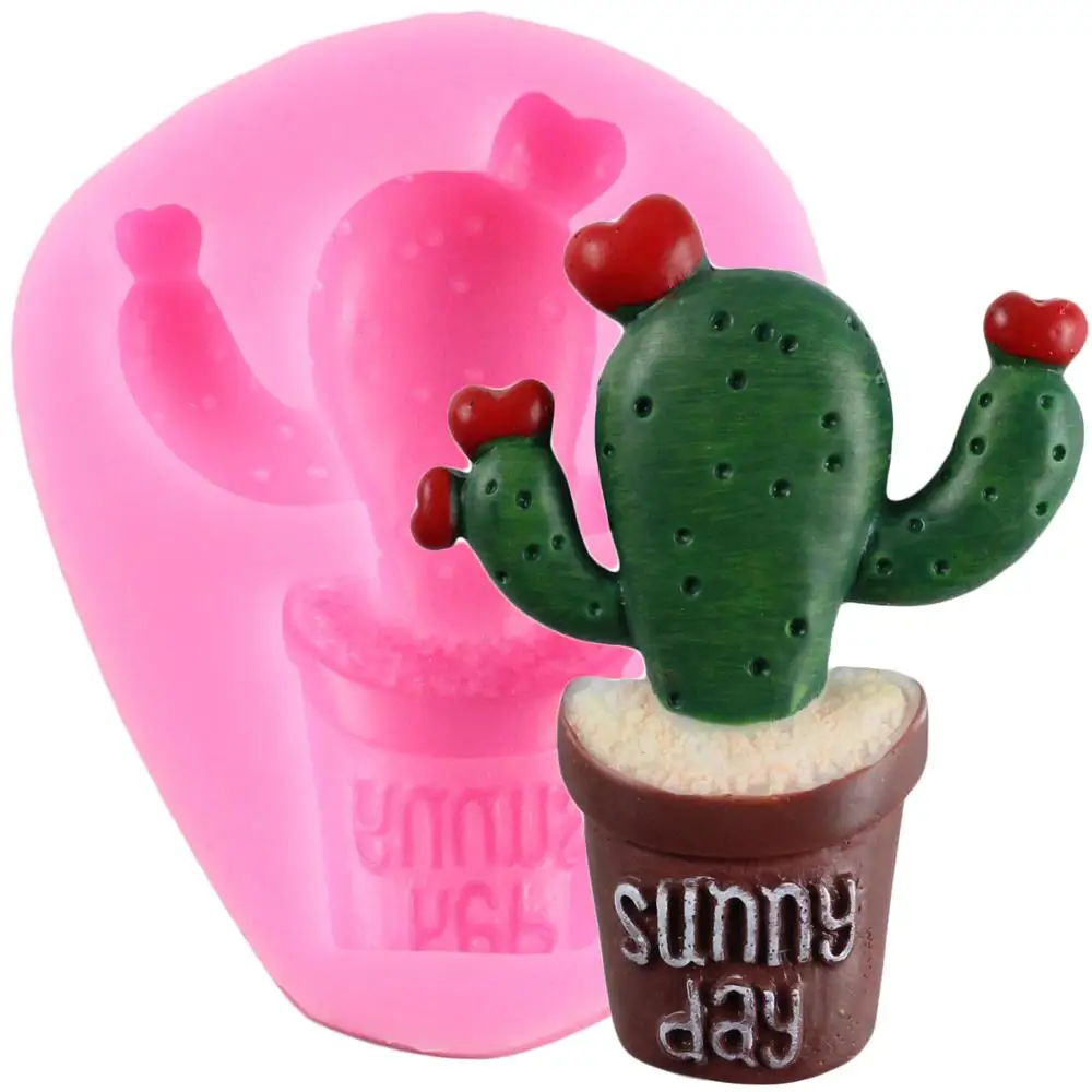 

Cactus Silicone Molds Cupcake Topper Fondant Cake Decorating Tools Succulents Plants Chocolate Mold Polymer Clay Candy Moulds