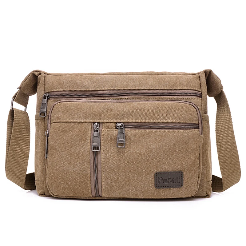 Outdoor Leisure Retro Business Bag High Capacity Canvas Bag Simple Version Shoulder Bag Diagonal Package Bag For Men Men'S Big