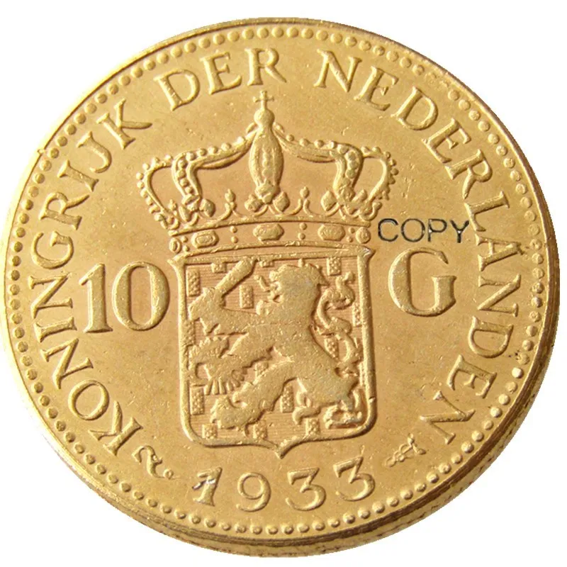 

Netherlands, Wilhelmina I, 10 Gulden, 1933 Gold Plated Copy Coins
