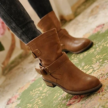 

Brand PU Leather Motorcycle Boots Biker Shoes Women Gothic Punk Combot Booties Platform Ankle Boots For Women