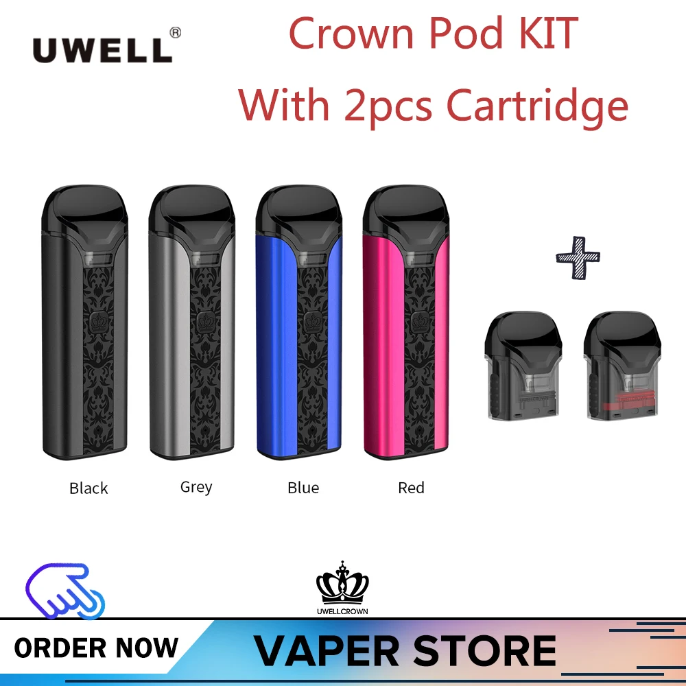 Оригинальный комплект электронной сигареты Uwell Crown Pod System 3 мл 2 картриджа 0 6/1 Ом