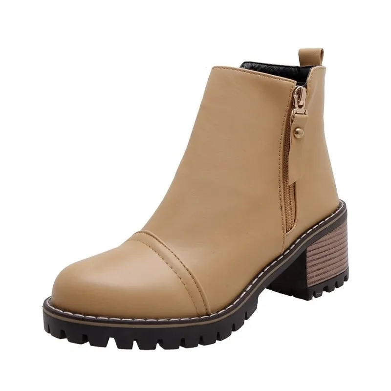 KALENMOS/осенне-зимняя обувь женские ботинки ботильоны на квадратном каблуке