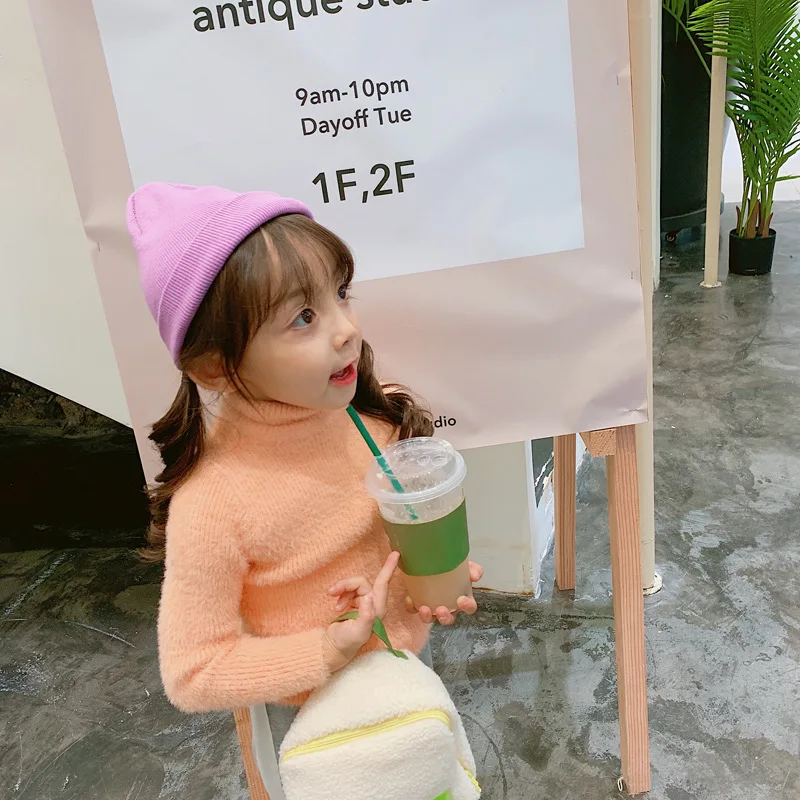 Winter Solid Baby Girls Sweater Turn Down Collar Boys Clothes Children Warm Fur Long Sleeve Girl Knitwear Kids Cardigan