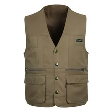 Middle Aged And Elderly People Men Spring And Autumn Thin Multi-pockets Pocket Waistcoat Middle-aged Men'S Wear Daddy Clothes Wa