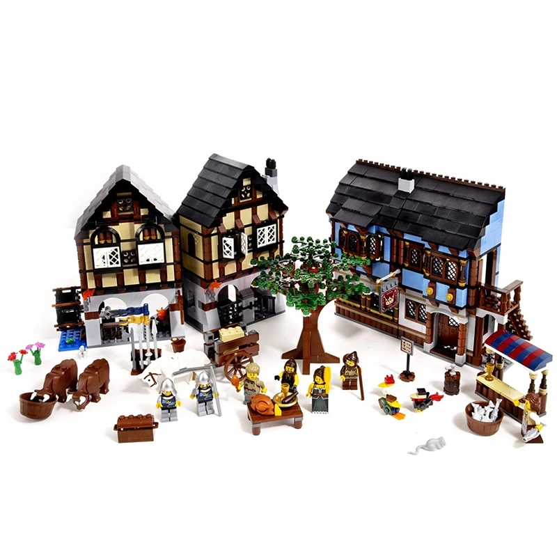 Дешево LP 16011 средневековая усадьба замок + LP 16012 Diagon аллея модель строительные блоки для детей legaoings игрушки Клон 10193 10217