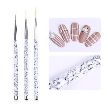 

3Pcs/Lot Acrylic Liner Brush Set Mixed Sizes Drawing Painting Flowers Lines Fine Details Marble Handle Nail Art Gel Pen