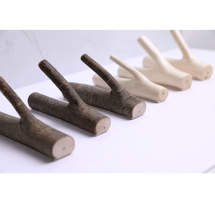 Strong glue log Branch hook no punching Creative solid wood coat hook behind the door