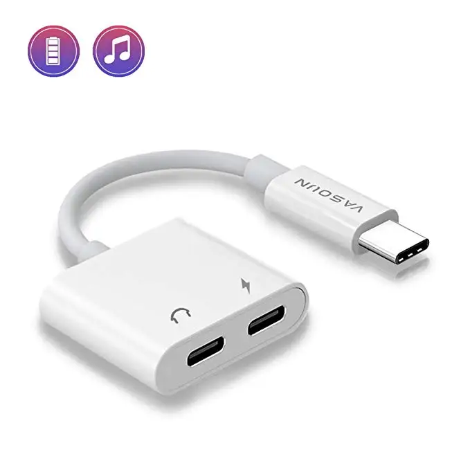 Standard VASOUN USB C разветвитель адаптер для зарядки наушников 2 в 1 двойной аудио кабель Быстрая зарядка USB C адаптер наушники адаптер конвертер - Цвет: Standard