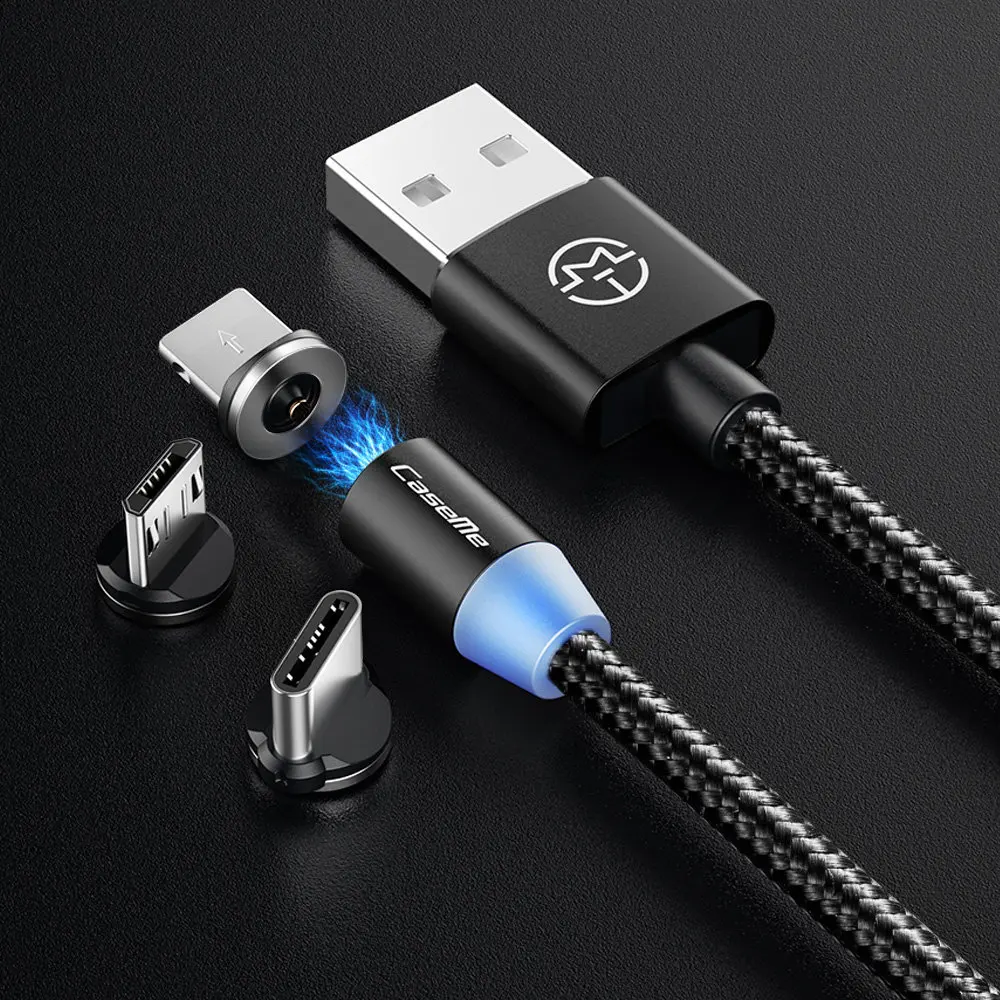 Магнитный зарядный USB кабель 1 м 3 в роскошный светодиодный для быстрой зарядки с
