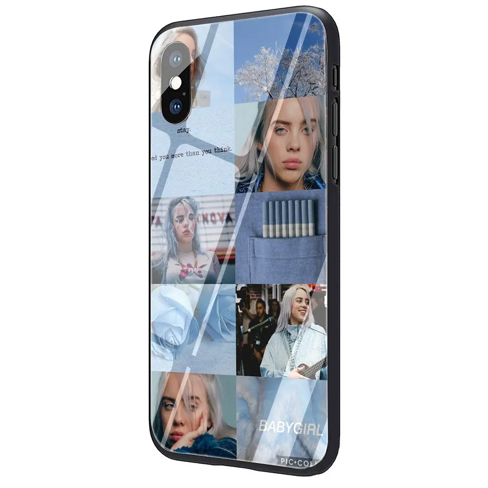 Черный чехол Billie Eilish для девочек из закаленного стекла из ТПУ для iPhone 11 Pro X или 10 8 7 6 6S Plus Xr Xs Max - Цвет: G4