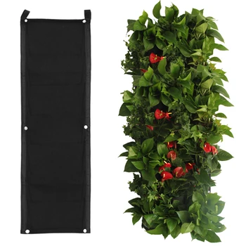 

2Pcs Felt Cloth Planting Bag Non-woven Wall-mounted Green Plants Preservative Breathable Firm Degradable Hanging Flower Wall Bag