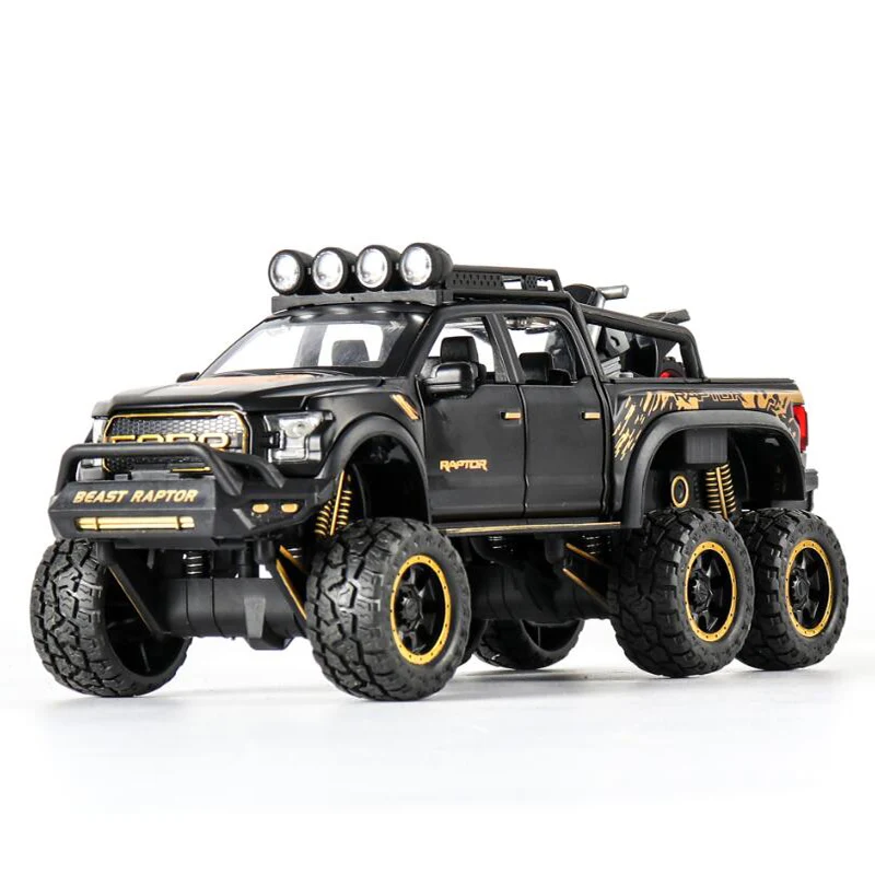 1/28 Scale Ford Raptor F-150-2019 New Alloy Die-casting Model Sound And Light Pull Back Toy Car Children's Toys Birthday Gift