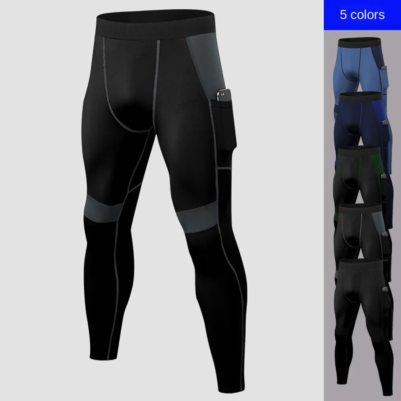 

Pro Men's Fitness Pants Tight Ultra-Stretch Sports Training Pant Quick Dry Wicking Pants with Pockets 01319