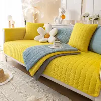 Plush Sofa Cushion Autumn And Winter Thickening Non-Slip Sofa Cover Living Room Solid Color Sofa Back Cover Armrest Towel 2