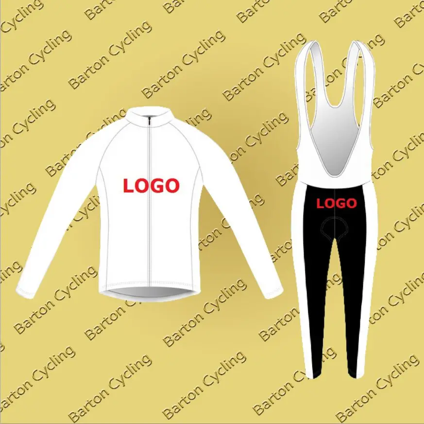 Barton Cycling Jerseys Competition Grade Winter Thermal Fleece Long Sleeve Jacket Bib Pants Custom Design Cycling Set Kit 2