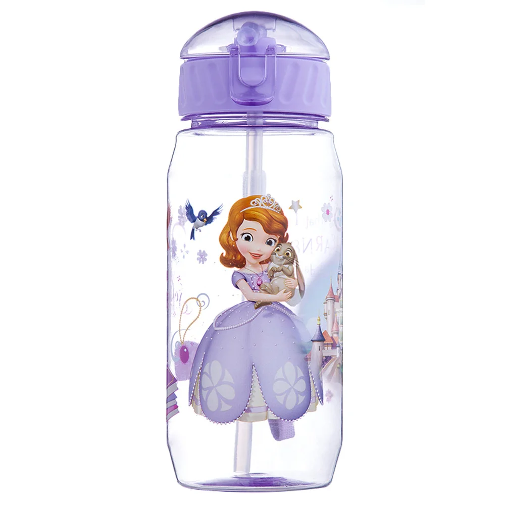 Disney Cartoon Mickey Mouse Minnie Children's Plastic Cup Straw Cup Students Drinking Water Bottle 450ml for Plastic Water Bottle