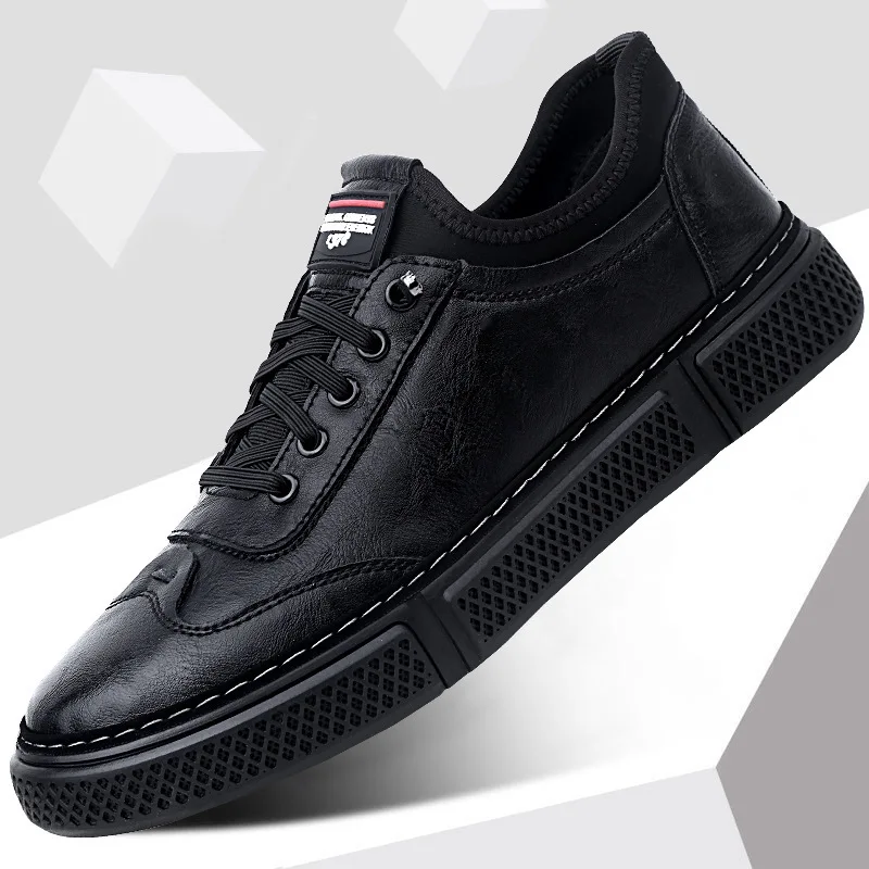 Brand New Men's Casual Leather Business Shoes Sewing Sole Flats England Style Breathable Wear-resistant Sneakers Black Grey 2900