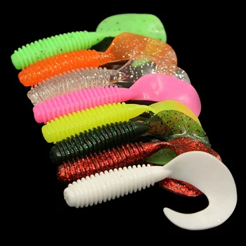 ON SALE ❤️ 12PCS/Set Long Tail Swimbait Fishing Lure 60mm Curl Worm Soft Shrimp Odor With Salt Fishing Lure Set Artificial Accessories - discount item 25% OFF Sports & Entertainment