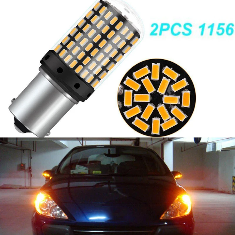 Светодиодный светильник сигнала поворота для автомобиля 2X12 V Желтый 1156 144SMD BAU15S PY21W Canbus